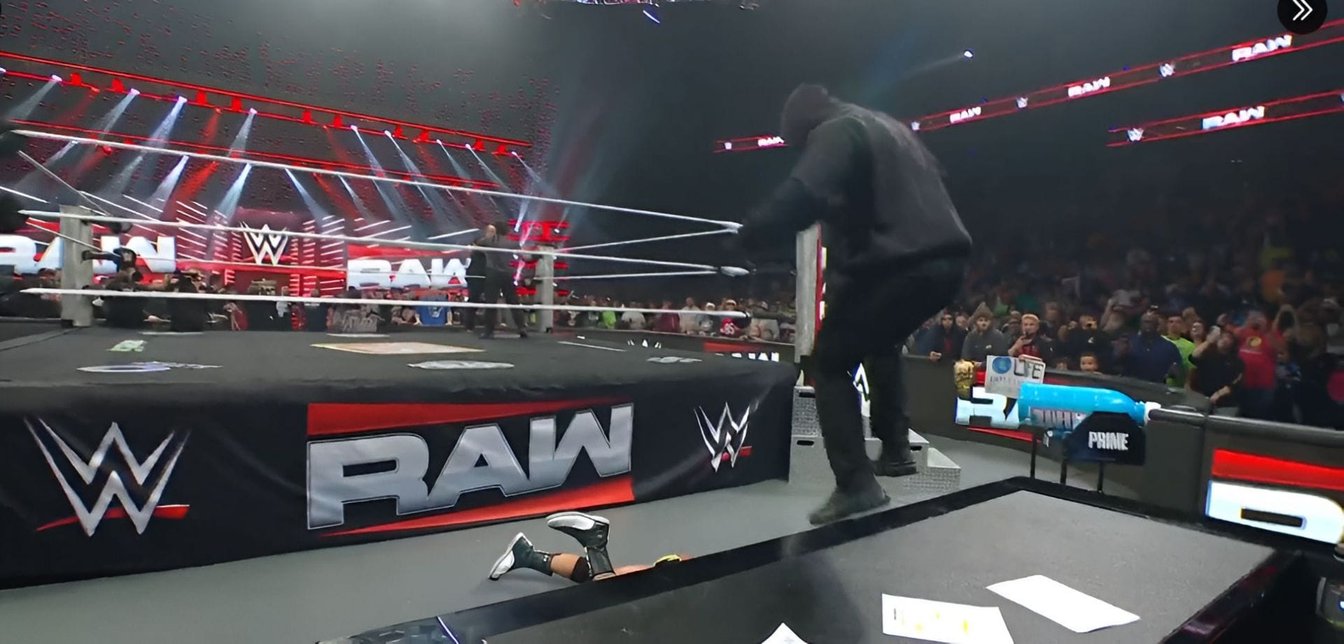 A mystery man appears on RAW (Image source: WWE on YouTube)