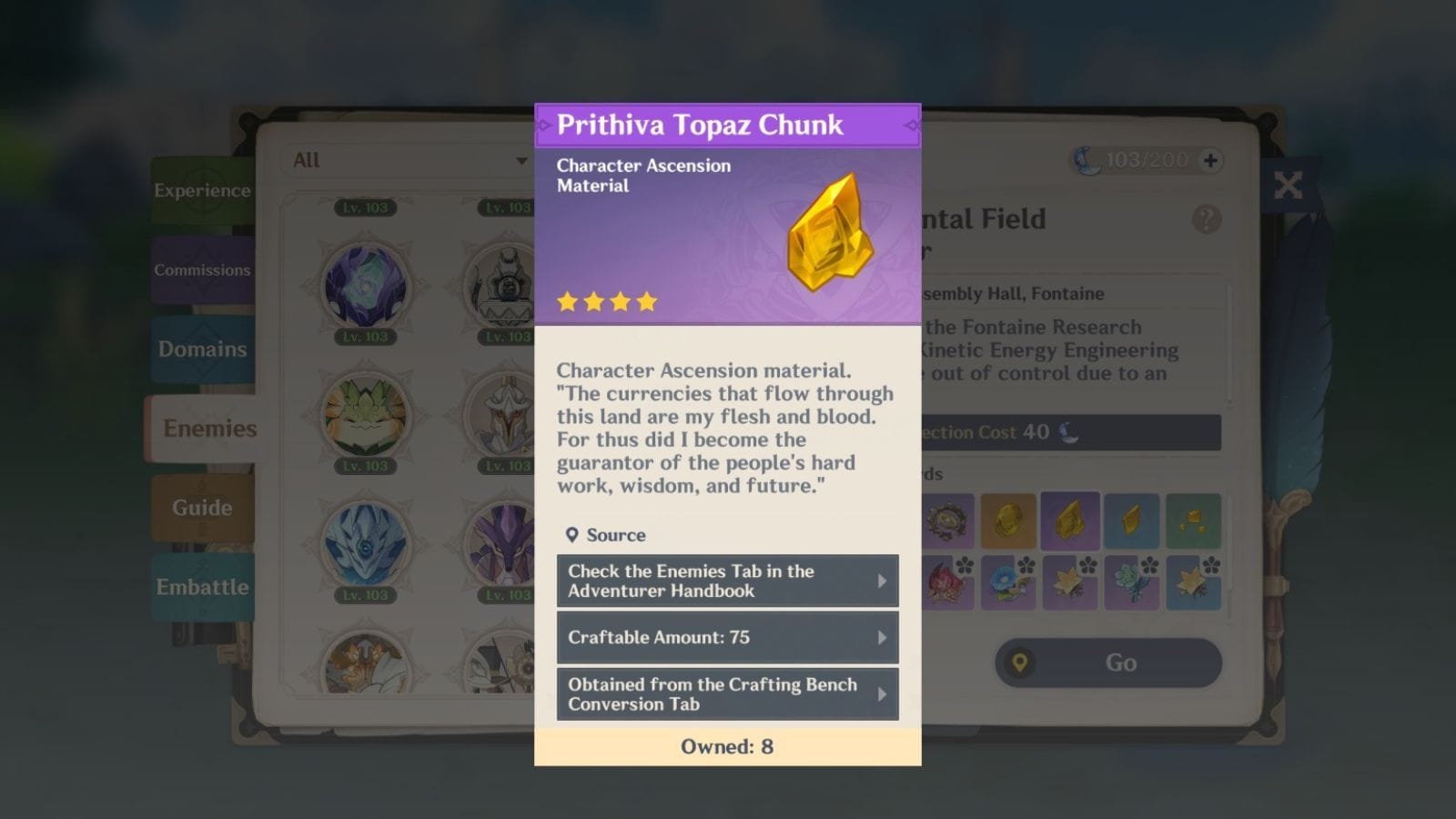 Prithiva Topaz materials can be obtained after defeating some bosses (Image via HoYoverse)