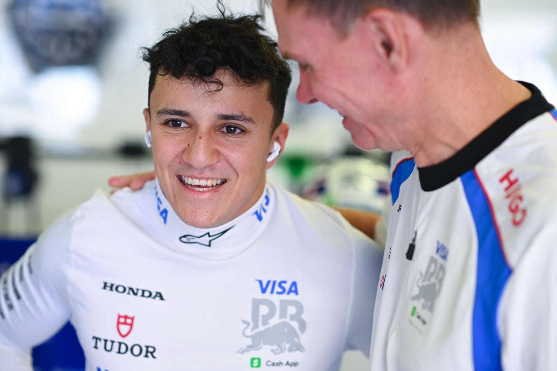 Isack Hadjar and Racing Bulls Team Principal Alan Permane before the Mexico GP. Source: Getty
