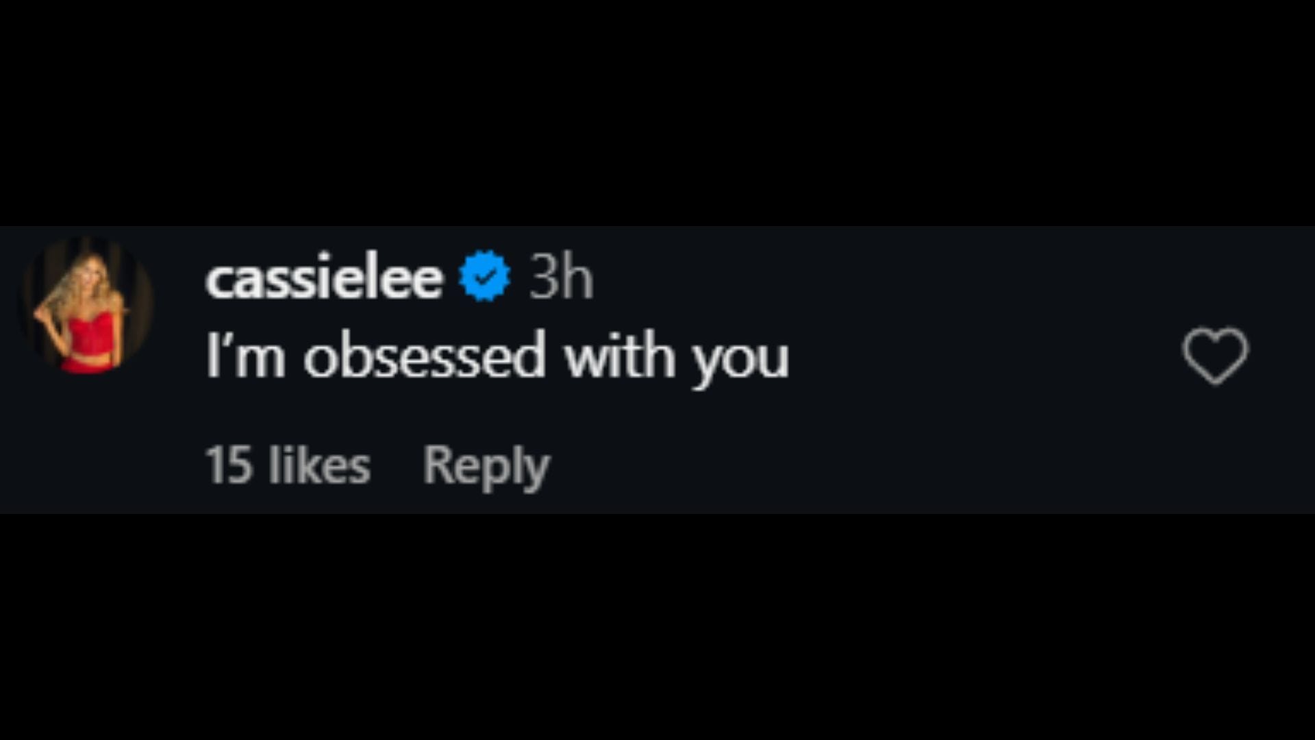 Screenshot of Cassie Lee&#039;s comment [Image via: @chelseaagreen on Instagram]