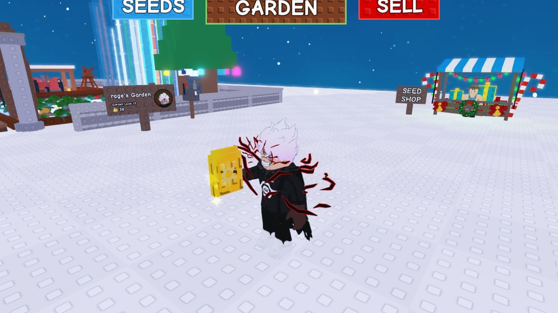 A player holding the Admin Seed Pack (Image via Roblox)