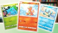 New reprints of Bulbasaur, Charmander and Squirtle from the Crimson Blaze pack (Image via The Pokemon Company)