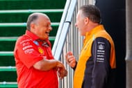 Ferrari team principal Fred Vasseur and McLaren CEO Zak Brown at COTA. Source: Getty