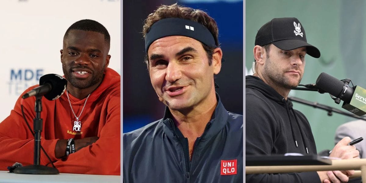 Frances Tiafoe (left), Roger Federer (center), Andy Roddick (right), Sources: Getty