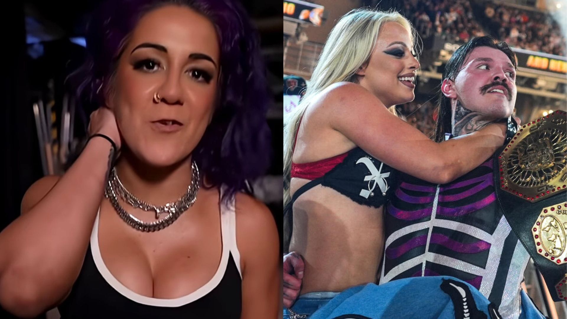Bayley (left), LivDom (right) (Image Credits: WWE on YouTube and WWE.com)