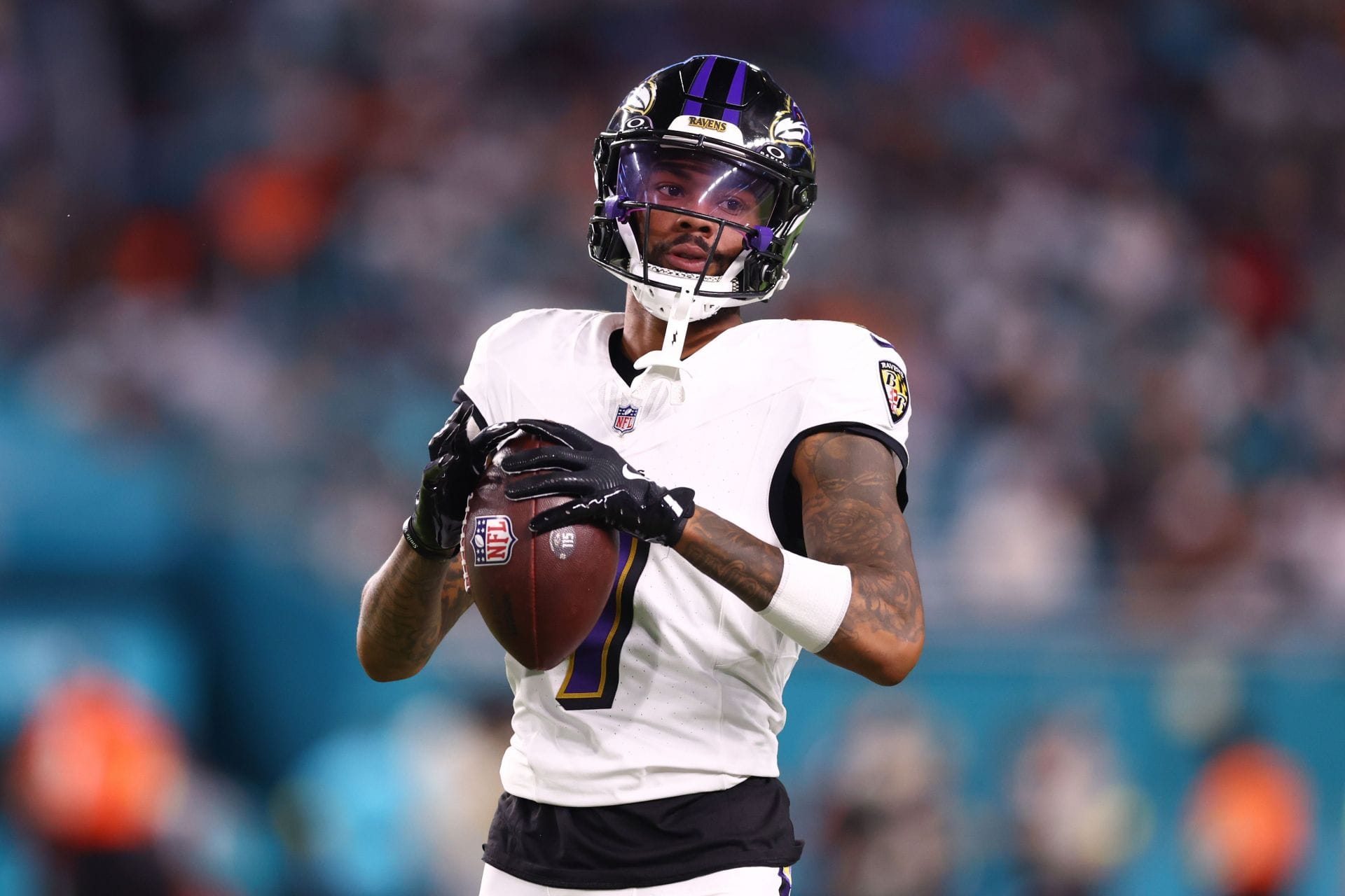 Rashod Bateman at Baltimore Ravens v Miami Dolphins - NFL 2025 - Source: Getty