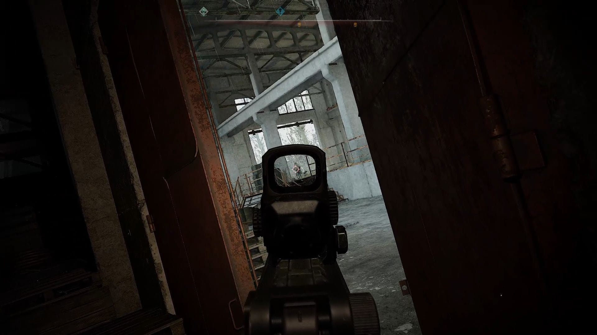 Utilisez la porte comme couverture et tuez les ennemis (Image via GSC Game World)