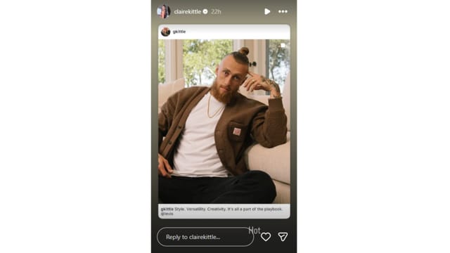 Claire Kittle's reaction to husband, George's photos shoot. (Credit: @clairekittle)