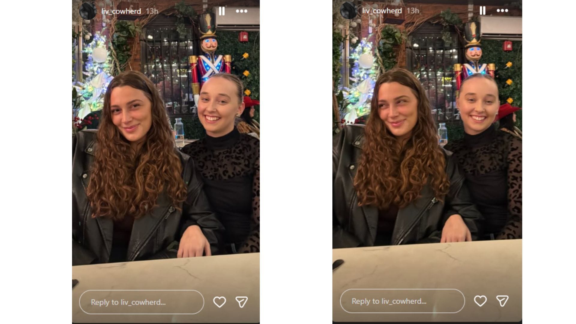 Liv Cowherd wore a black leather jacket. (Credit:@liv_cowherd)