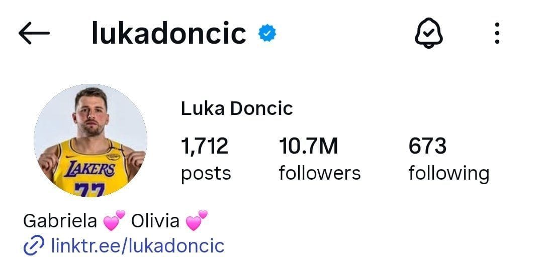Luka Doncic&#039;s Instagram bio