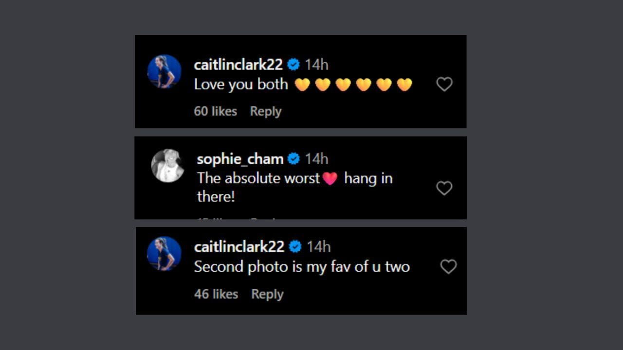 Caitlin Clark and Sophie Cunningham send power to Colin Clark. (Credits: @colinclark26/IG)