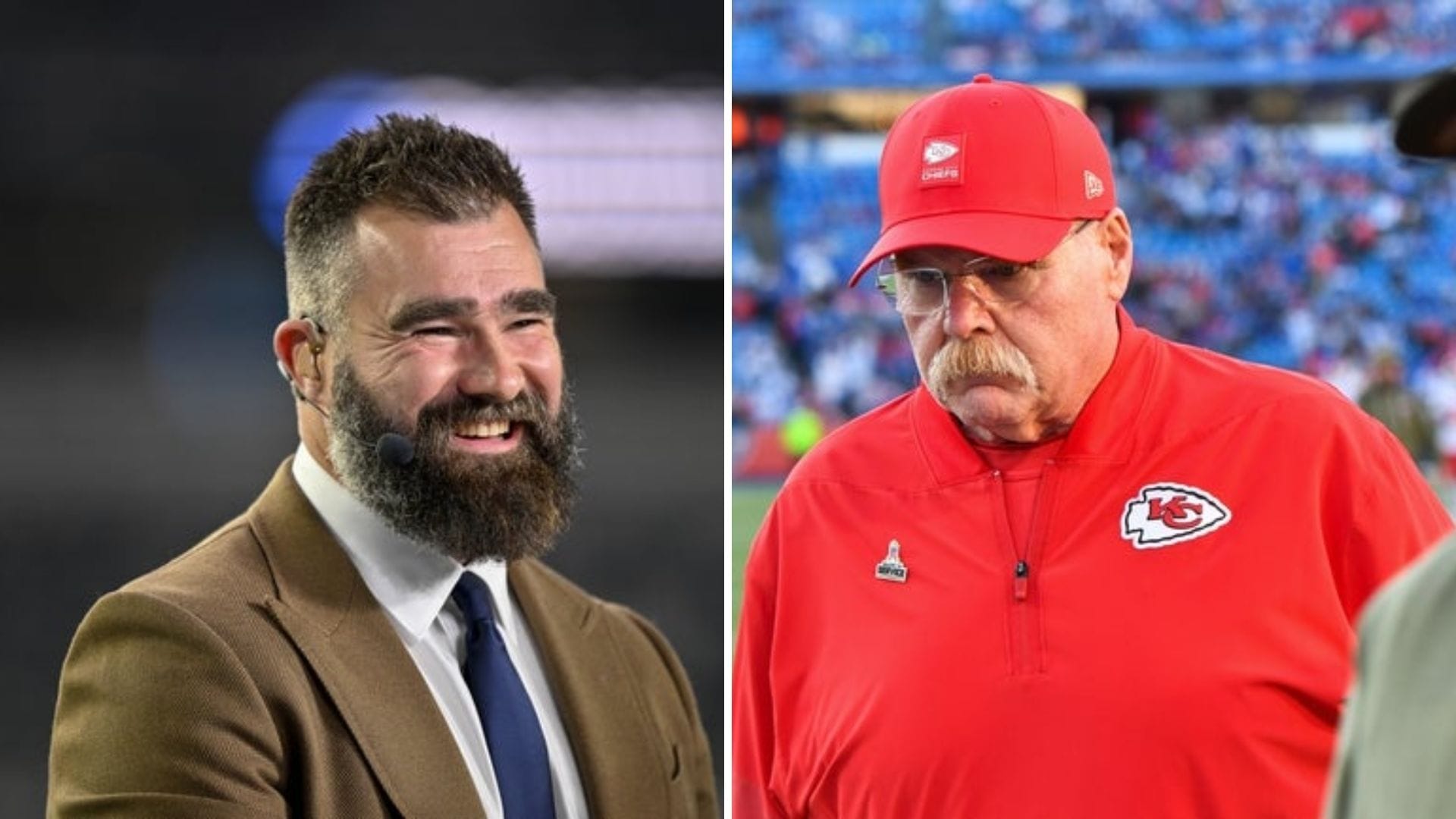 Jason Kelce and Andy Reid (Credits: Imagn)