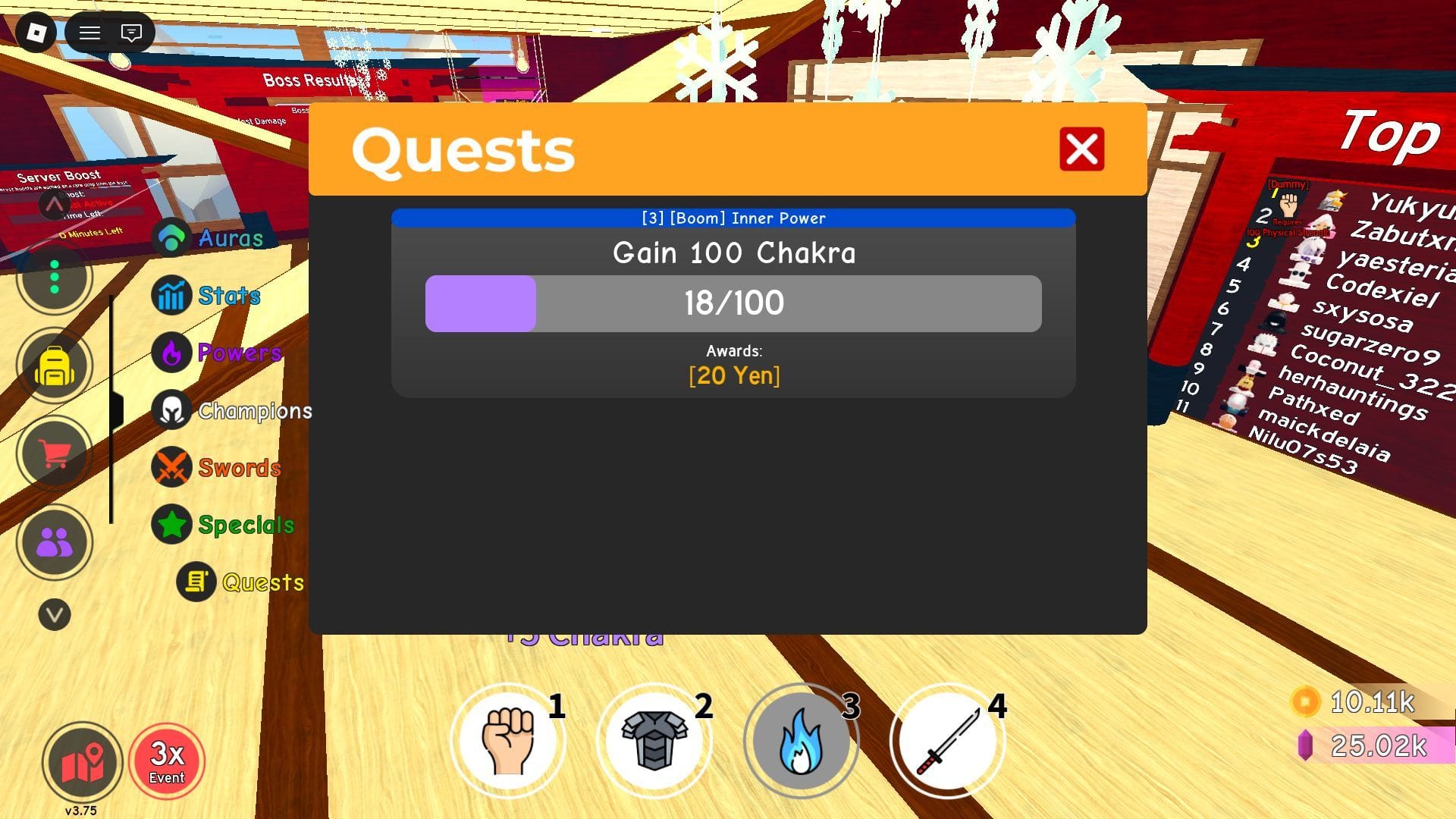 The Quests screen (Image via Roblox)