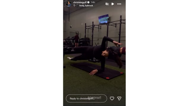 Christen Harper shared her workout regimen. (Credit: @christengoff)