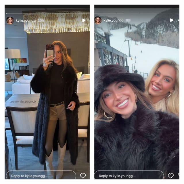 Jack Bech's GF Kylie Young glows in faux-fur coat as she braves -3&deg;C cold during Aspen vacay/@kylie.youngg