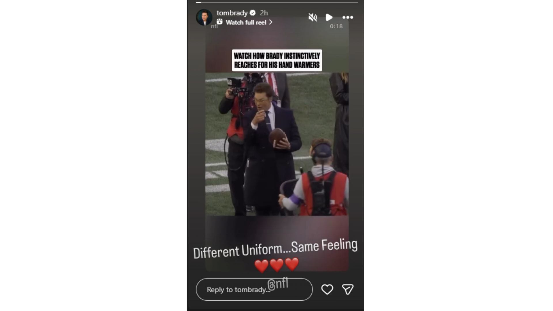 Brady's response to the video of him throwing in Seattle.  (Credit: @tombrady)