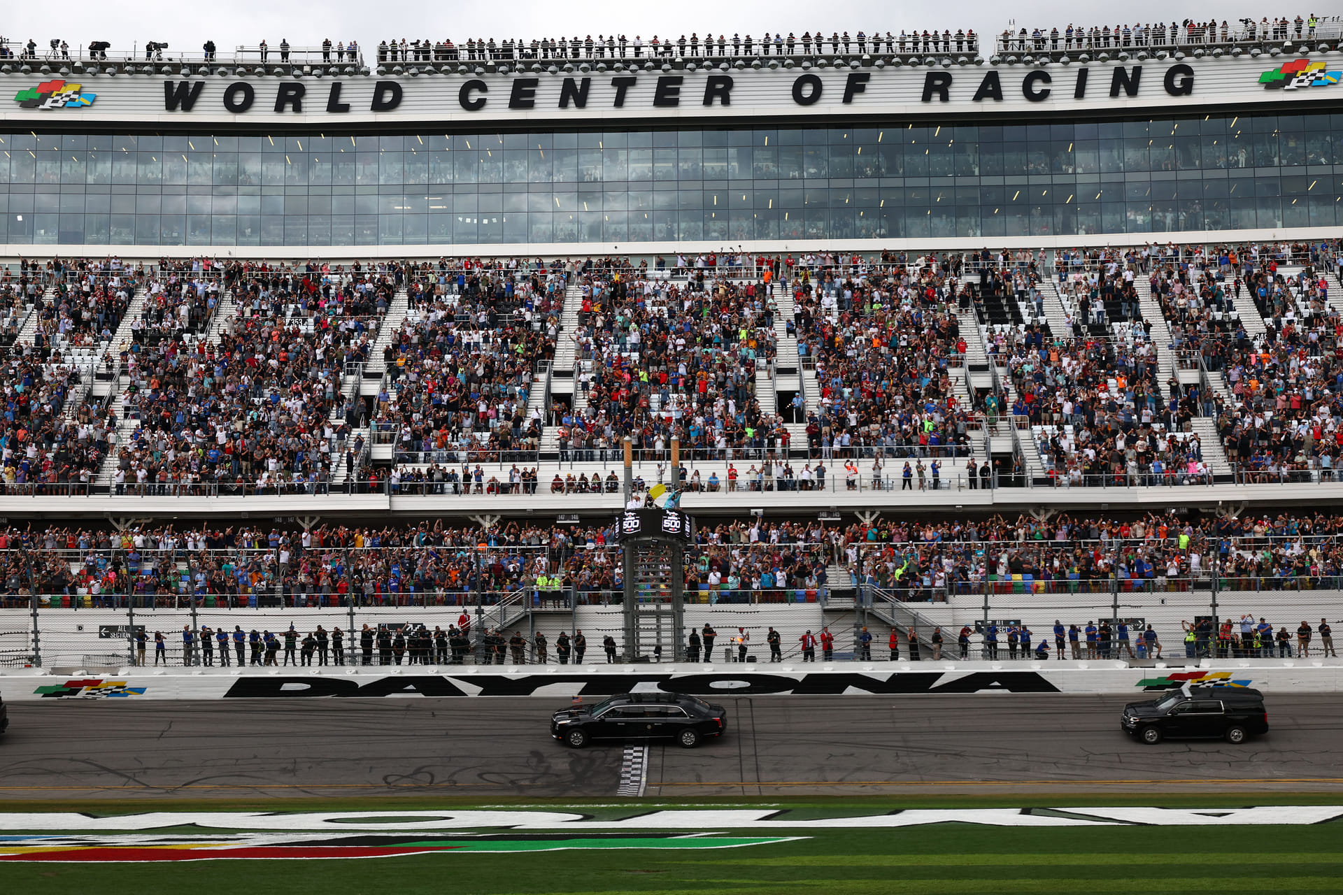 The US presidential car with President Donald Trump before the 2025 Daytona 500. Source: Imagn