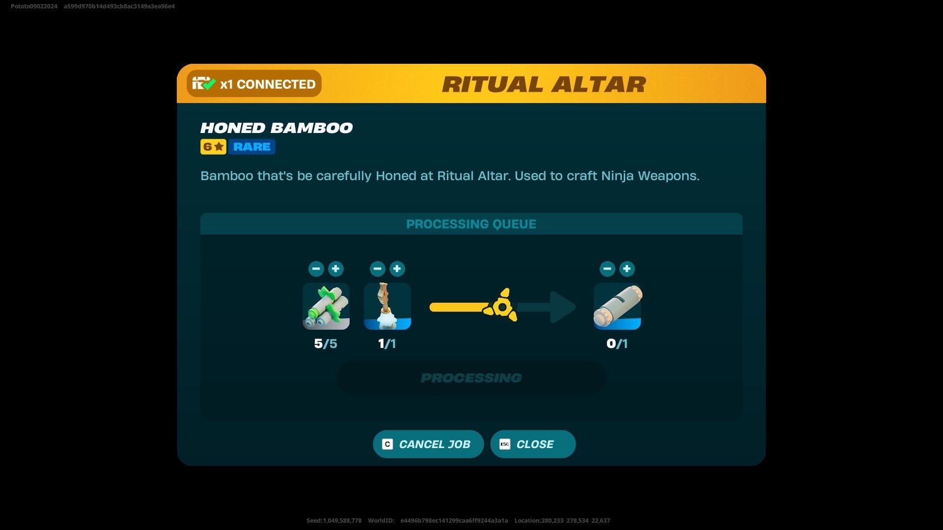 Use the Ritual Altar to make Honed Bamboo (Image via Epic Games)