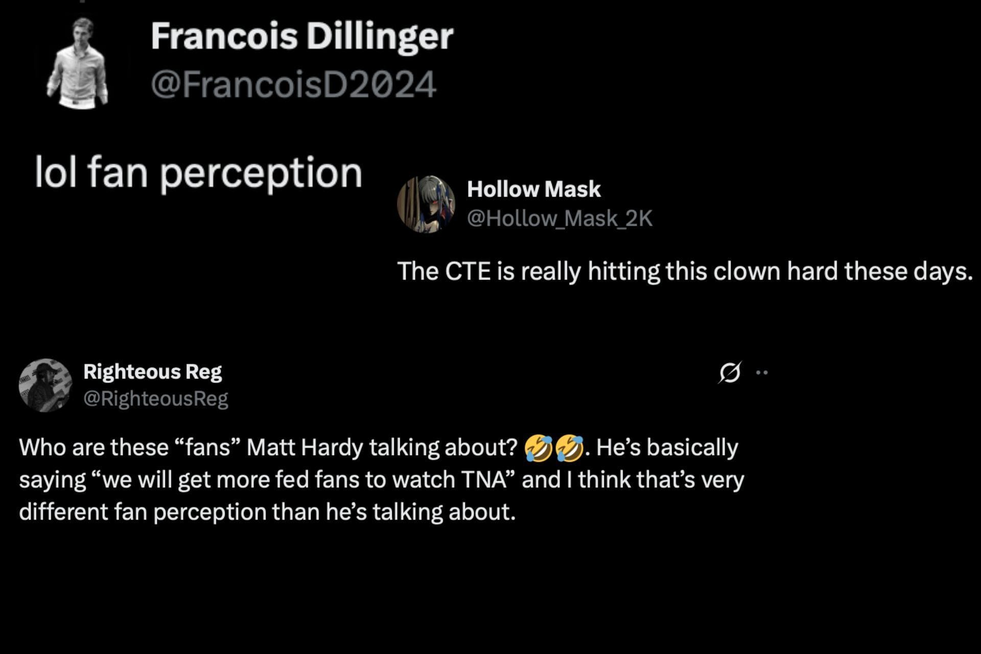 Fans react to Matt's recent comments. (Images via @matthardypod's X handle) 
