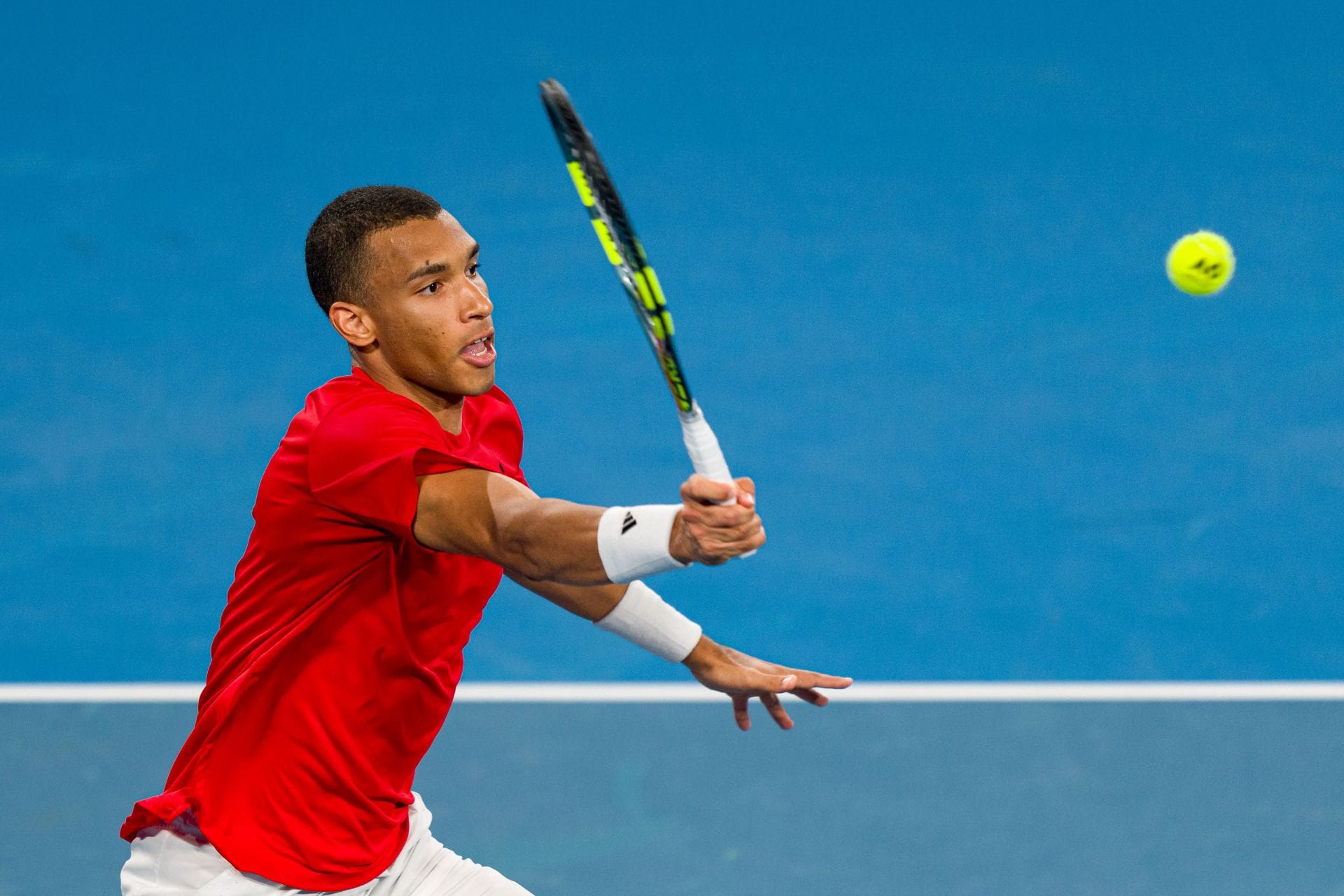 Felix Auger-Aliassime in action at the 2026 United Cup (Source: Getty)