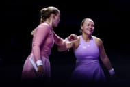 Mirra Andreeva (left) with Diana Shnaider (right) at the 2025 WTA Finals (Source: Getty)
