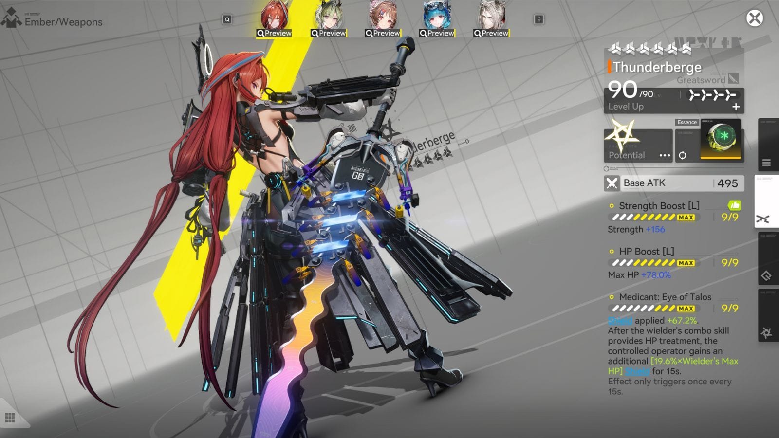 Thunderberge is the best weapon for Ember (Image via Gryphline)