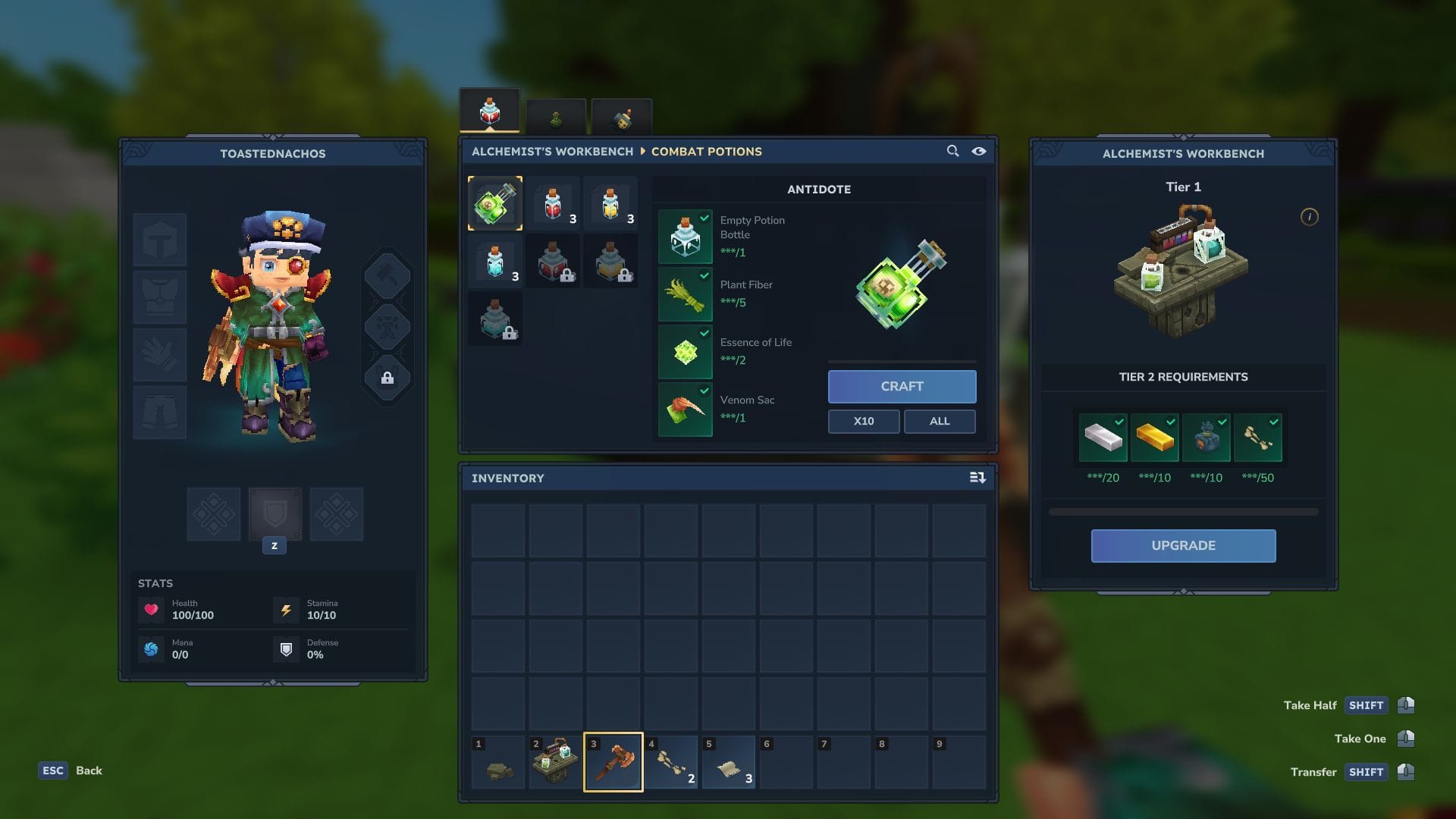 Use the workbench to craft the Alchemist's Workbench (Image via Sportskeeda Gaming || Hypixel Studios)