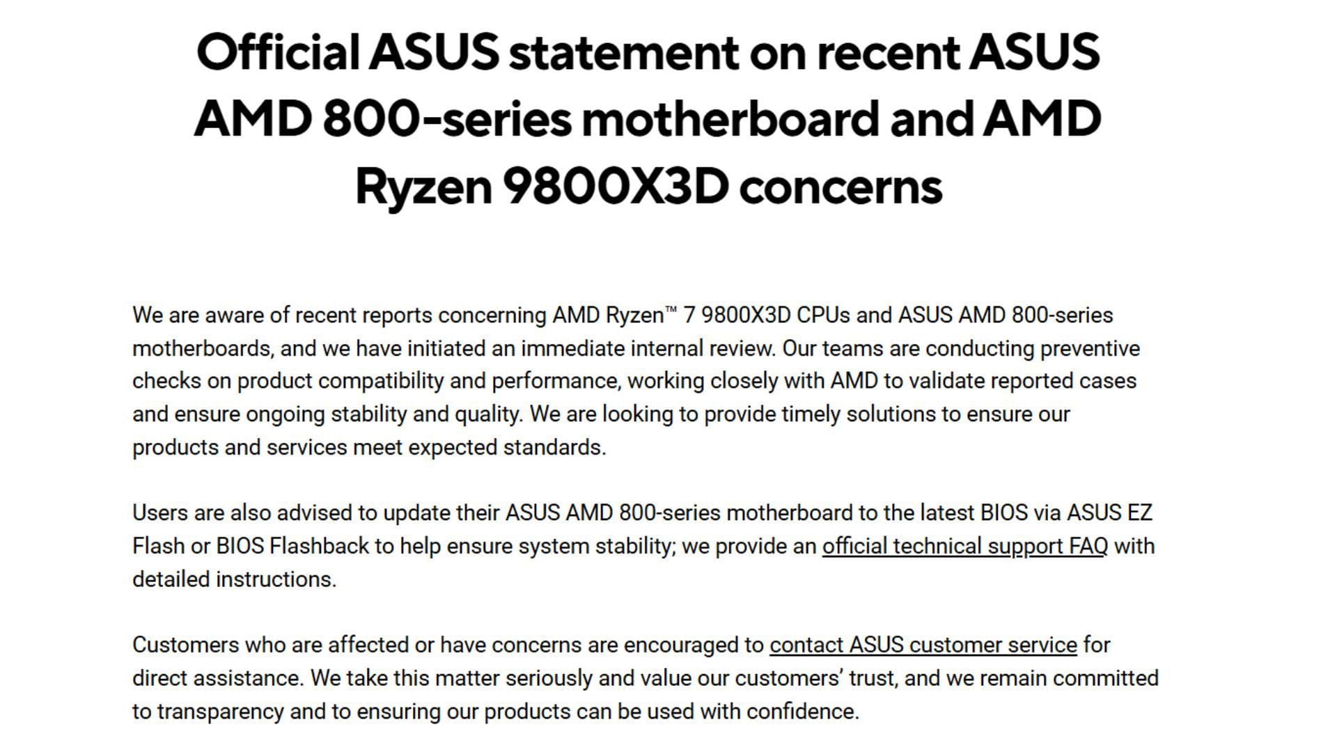 ASUS's response to the situation (Image via ASUS)