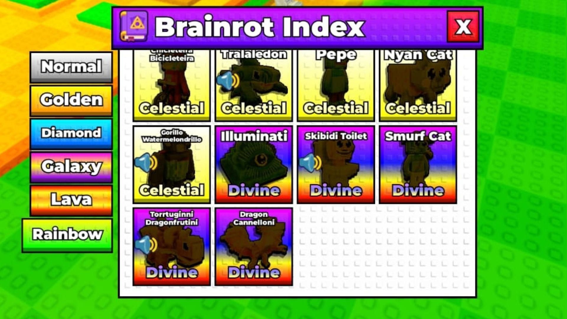 The sacred part of the Brainrot index (Image via Roblox)