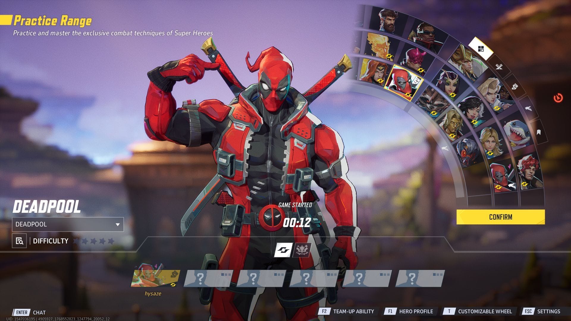 Deadpool in the hero selection menu (Image via Sportskeeda Gaming || NetEase Games)
