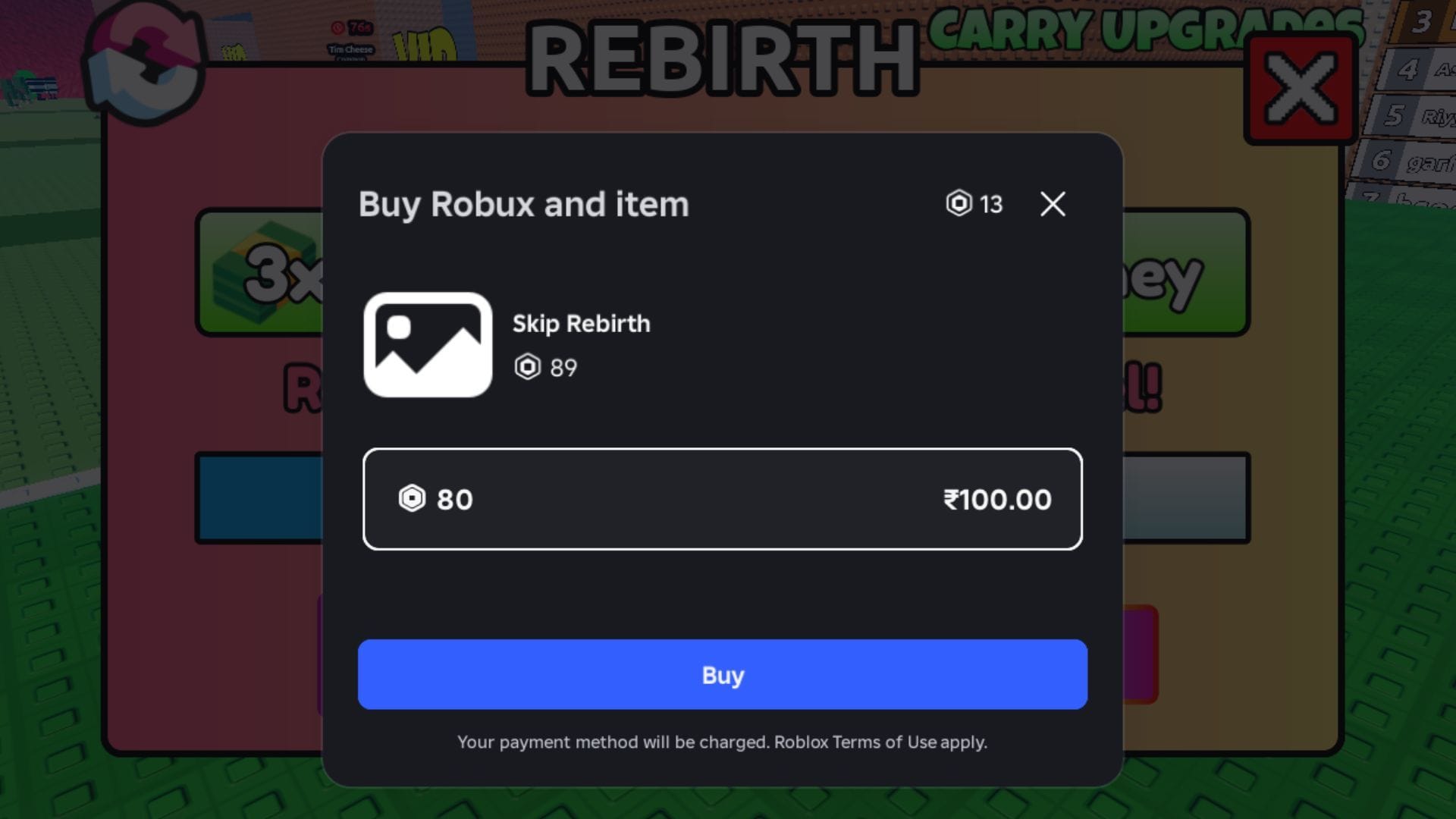 The Skip Rebirth gamepass (Image via Roblox)