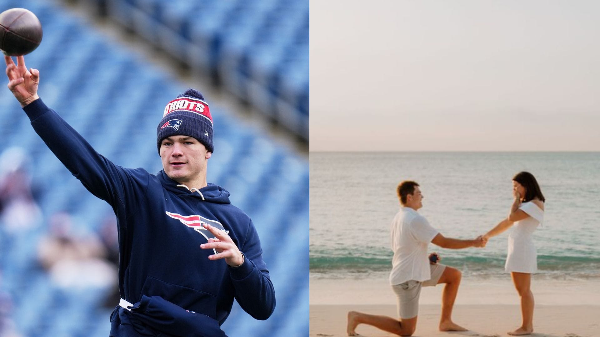 Drake Maye's wife Ann Michael recalls beachside proposal as couple celebrate 1st anniversary of engagement milestone