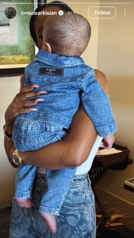 Steve Sarkisian’s wife Loreal Sarkisian puts baby Amays in designer denim suit as ex-track and field star celebrates major milestone