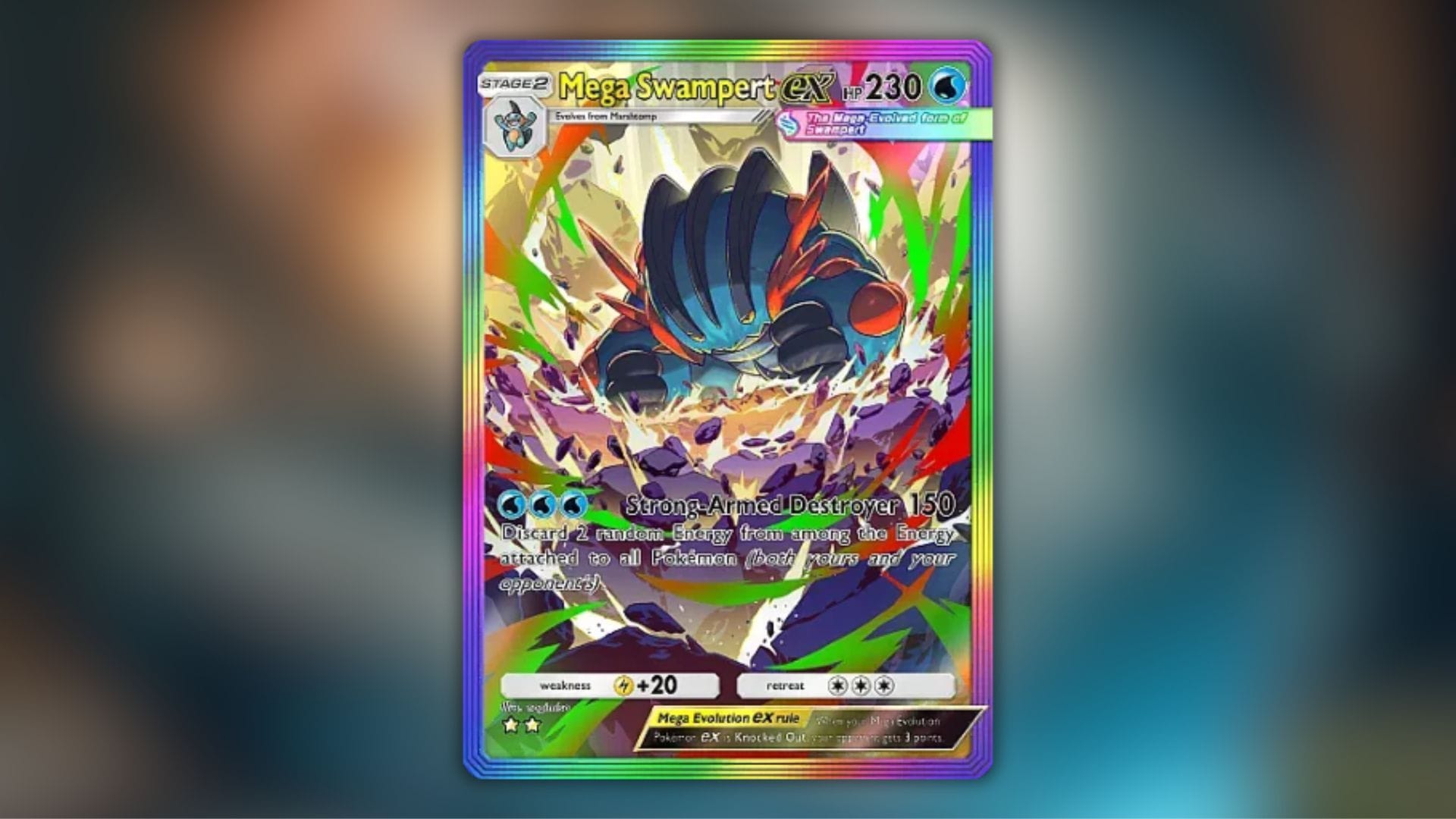 Mega Swampert ex's Two Star Rainbow card (Image via The Pokemon Company)