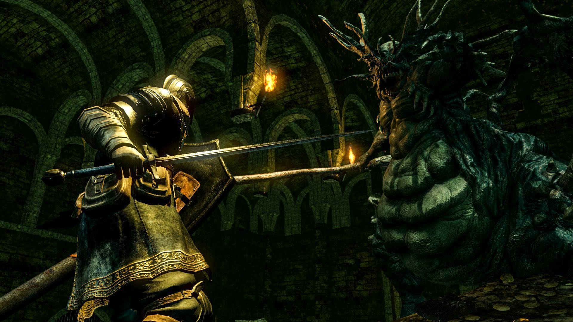 La trilogie Dark Souls se déroule dans un monde désespéré et flétri, avec des dangers à chaque tournant (Image via Bandai Namco Entertainment)