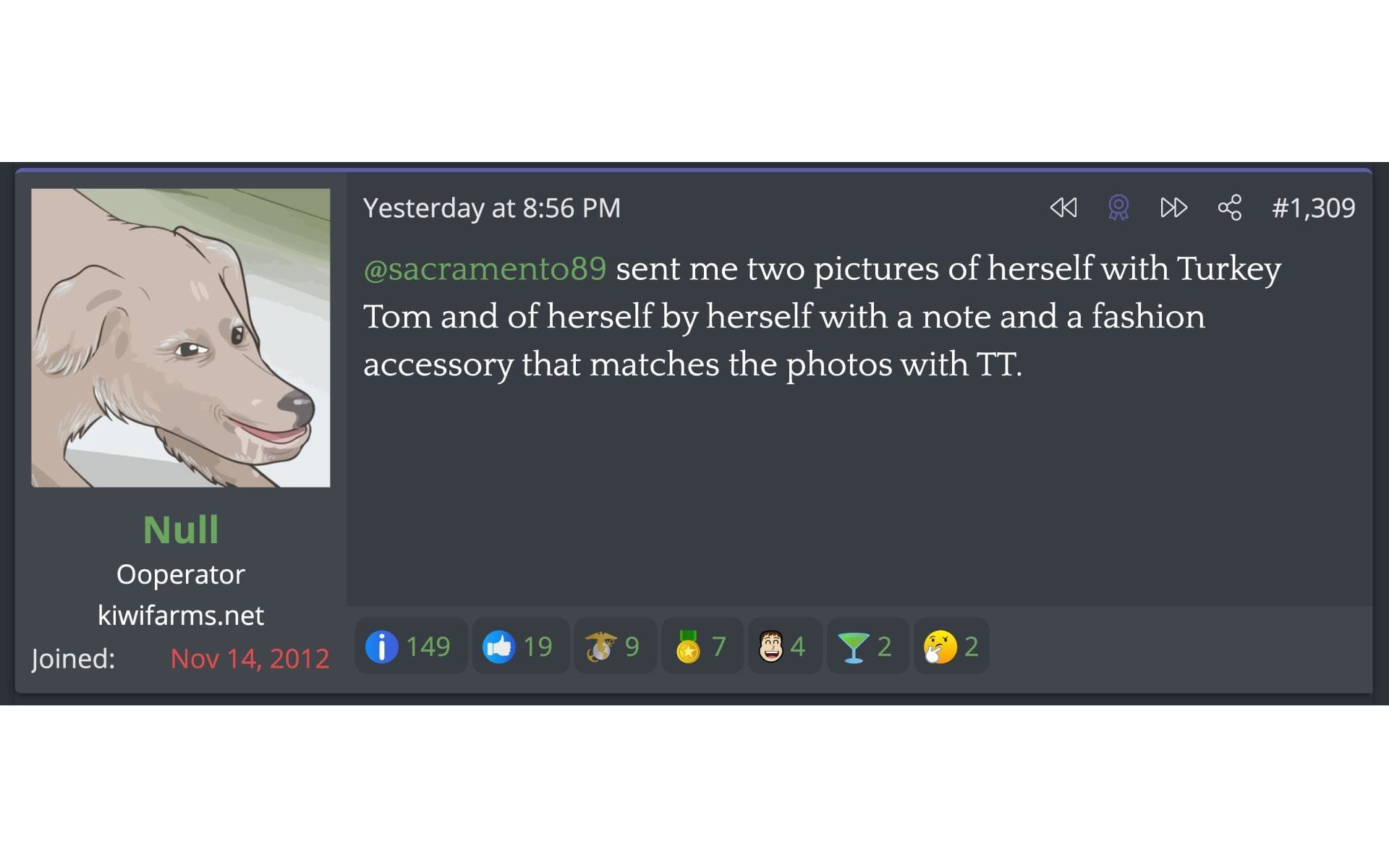 Screenshot of text conversation that Sacramento89 shared on Kiwi Farms 2/2 (Image via kiwifarms.st)