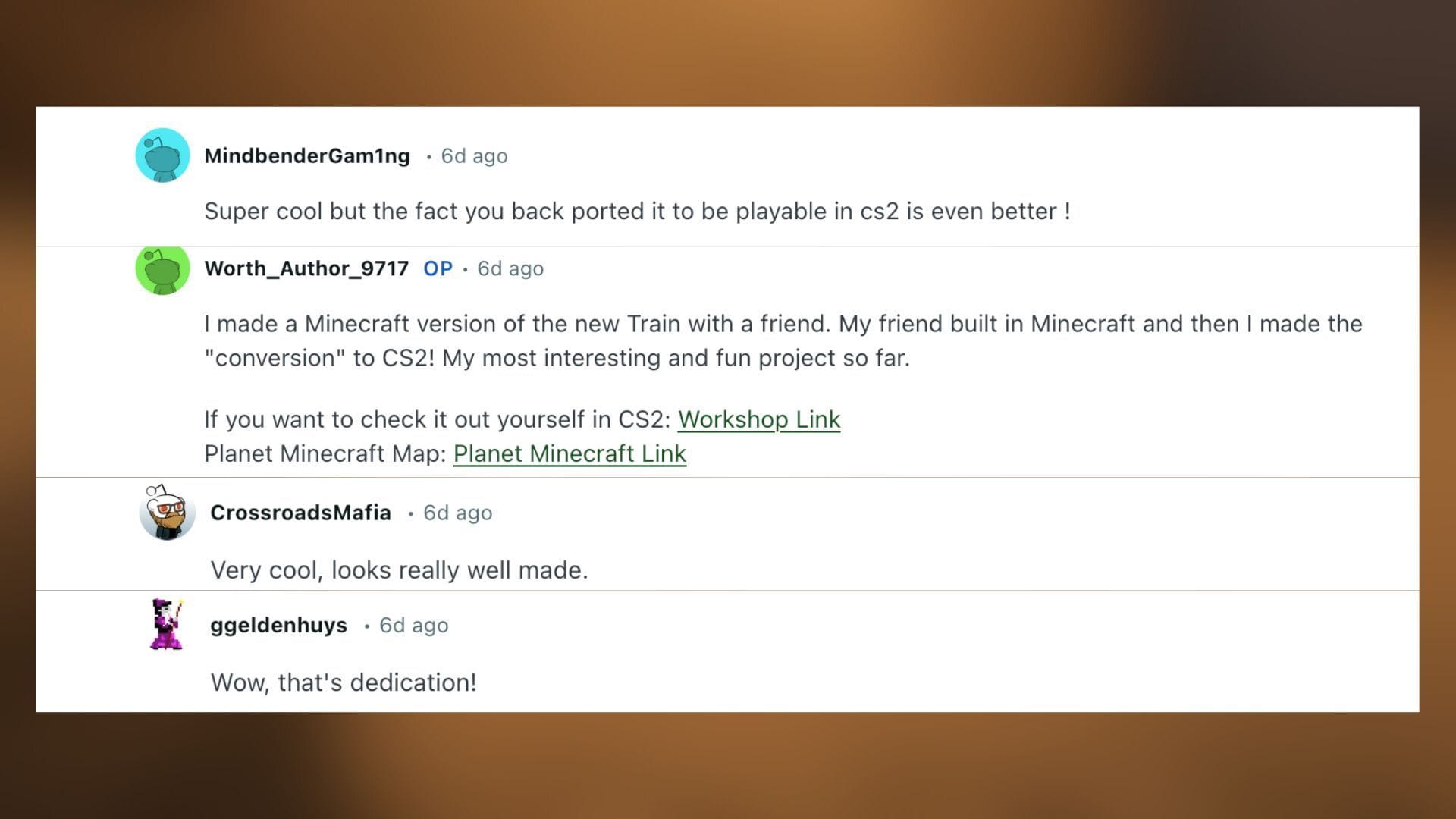 Redditor react to the CS2 map made in the blocky world (Image via Reddit)