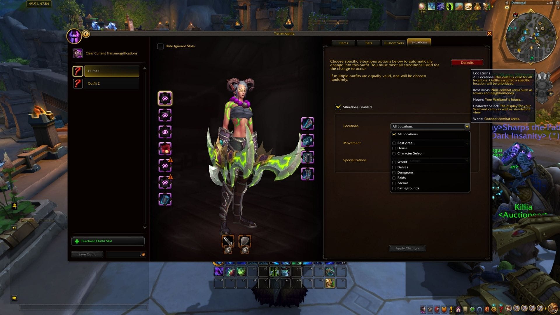 You can really set up some interesting costume changes in the Midnight prepatch (Image via Blizzard Entertainment)