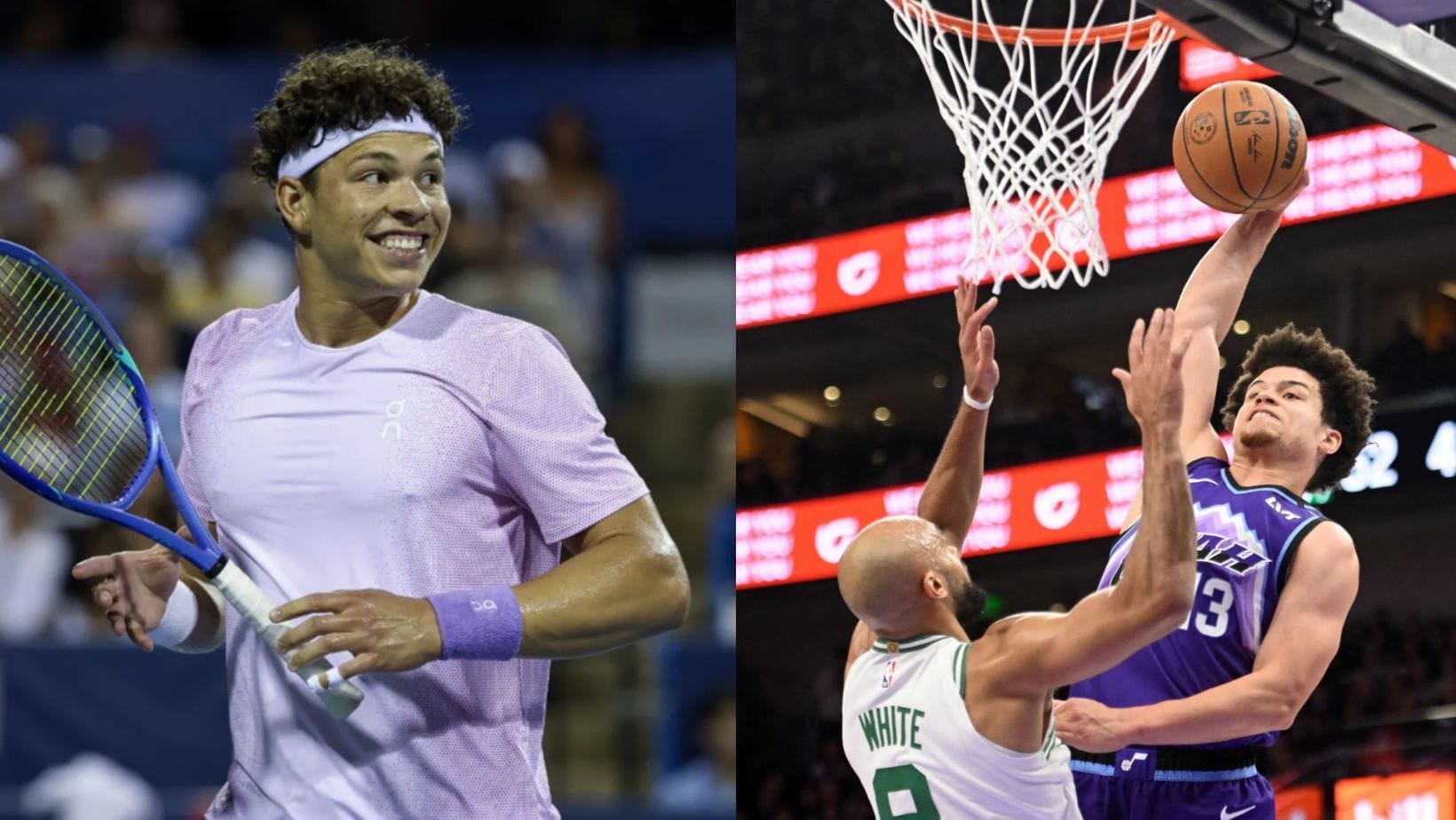 Ben Shelton mesmerized by Walt Clayton Jr.'s epic poster dunk over Derrick White in Jazz vs Celtics