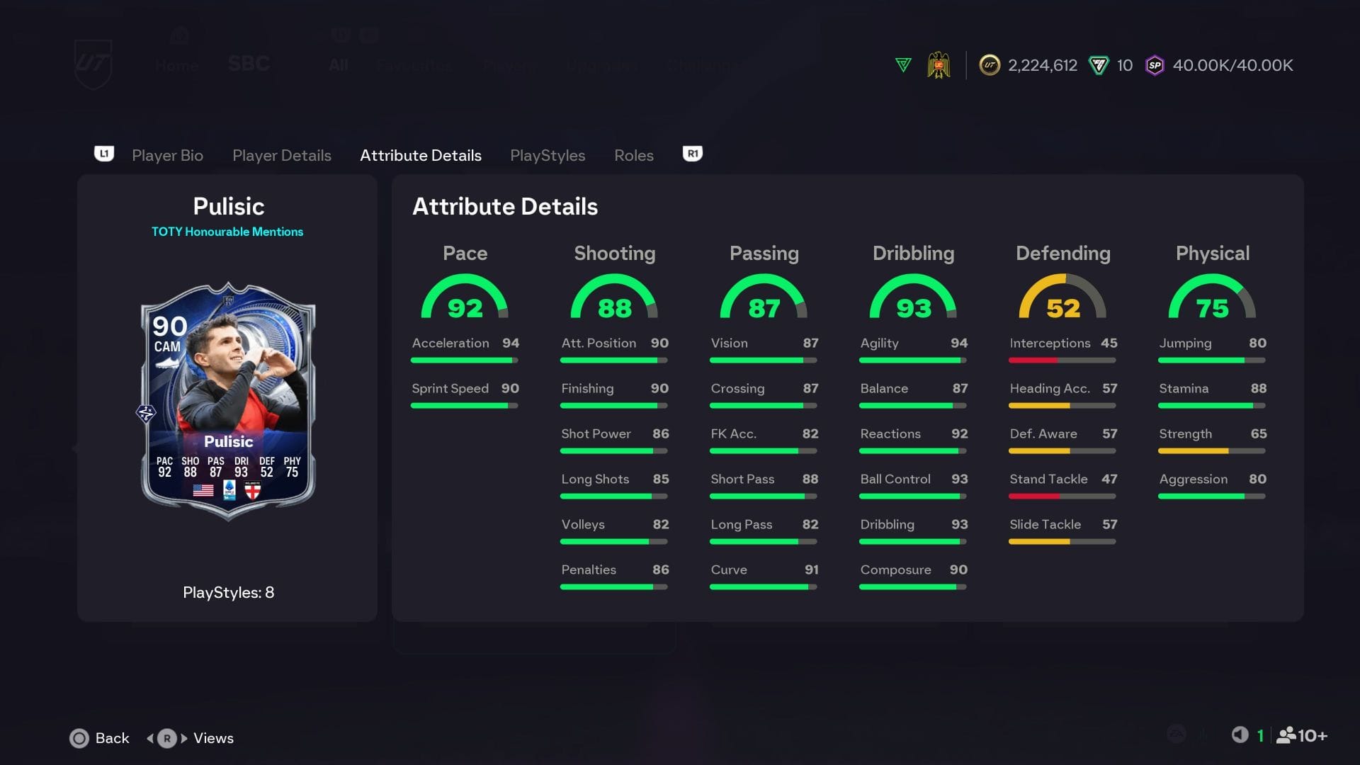The stats (Image via EA Sports)