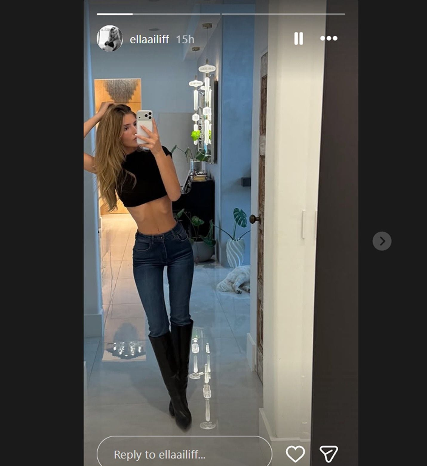 Nick Bosa's GF Ella Ailiff stuns in black crop top and cowboy boots ...