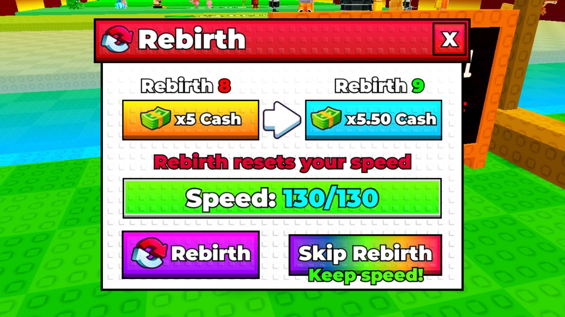 Requirement for Rebirth 9 (Image via Roblox)