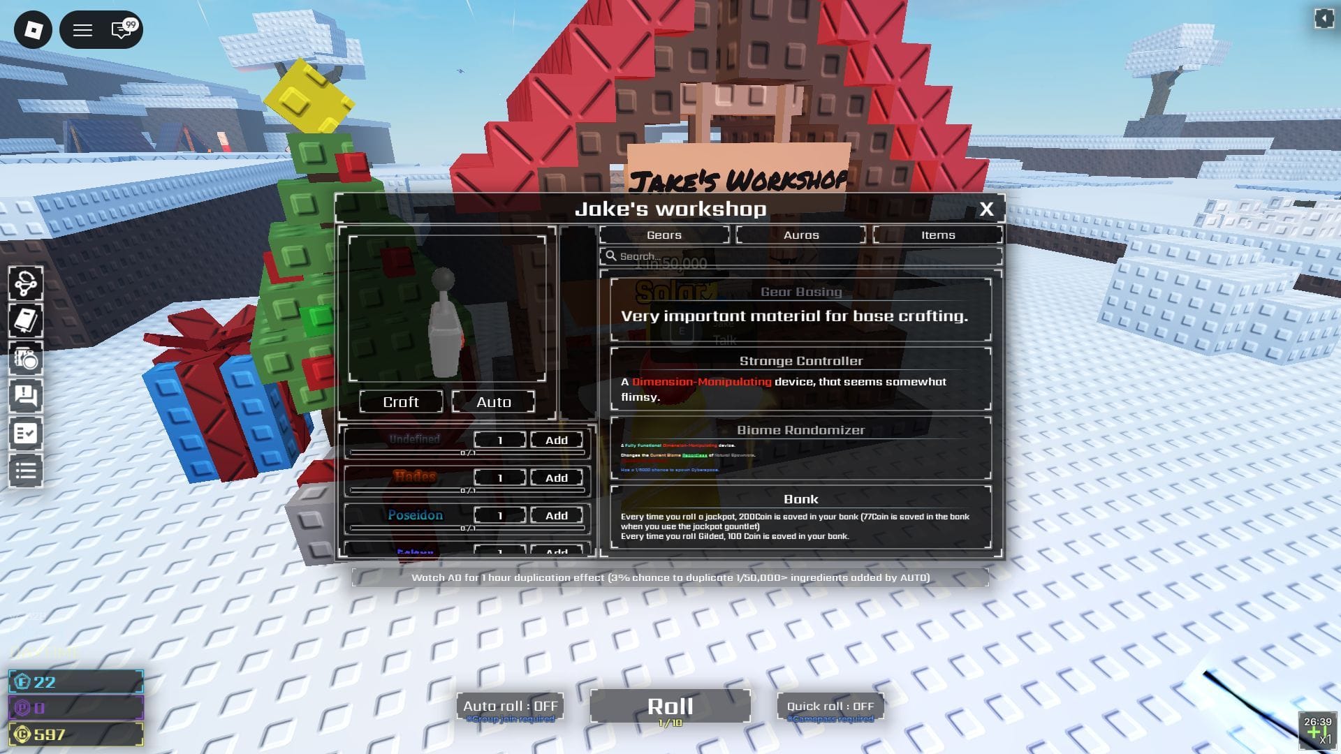 The Biome Selector can be crafted after unlocking its recipe (Image via Roblox)