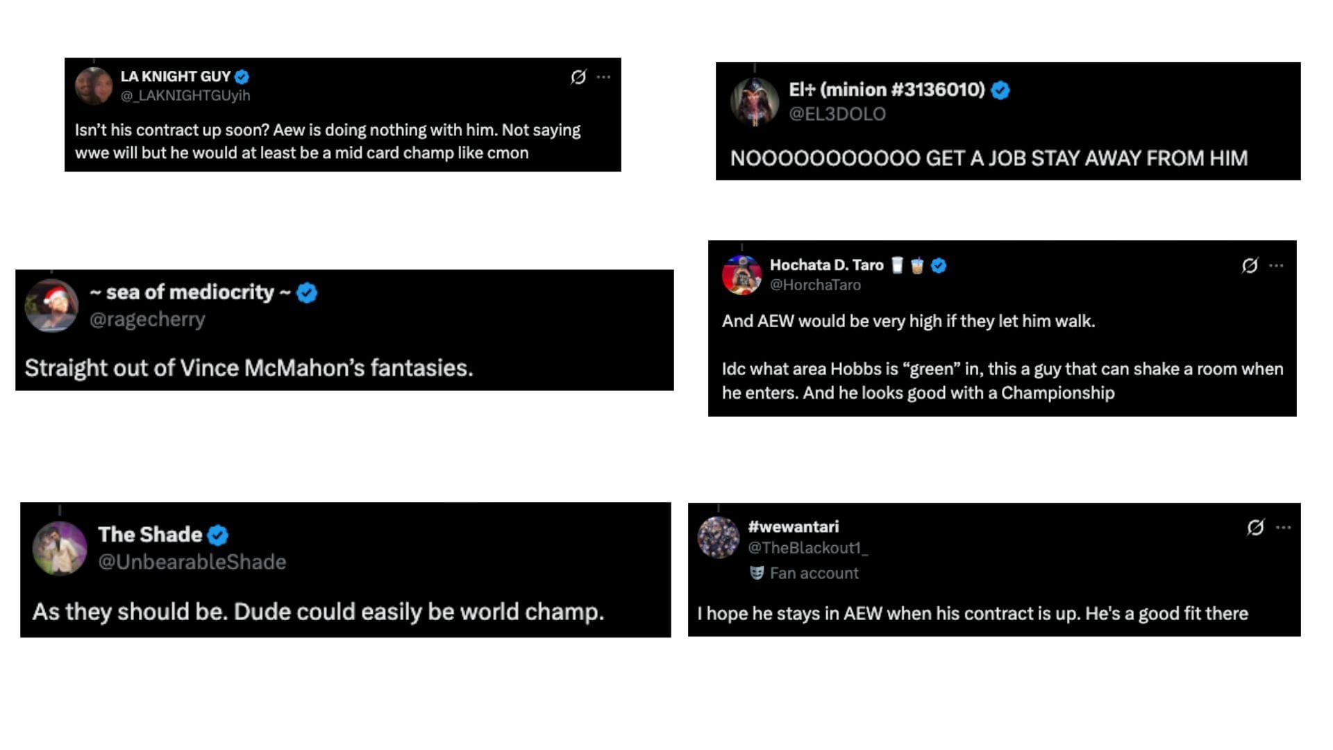 Screengrab of fans' reactions (Image credit: Wrestlepurists' X account)