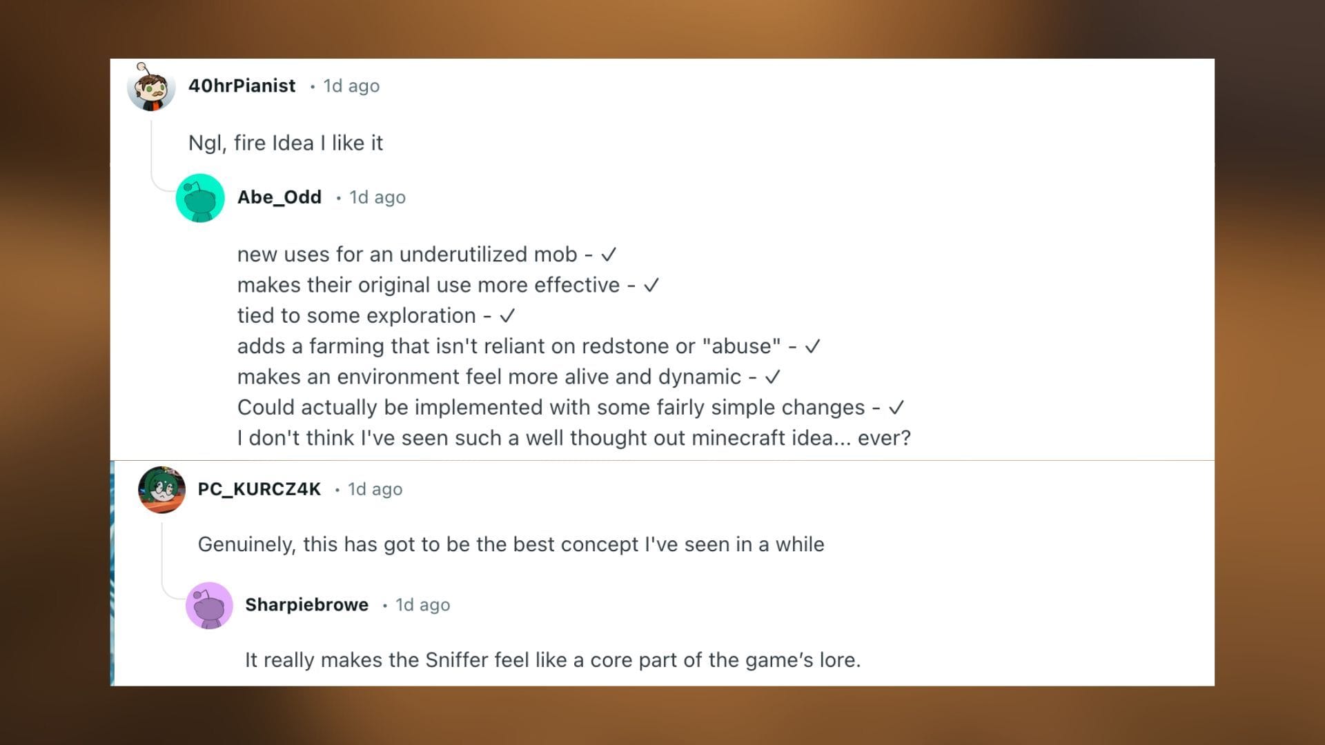 Reddit users react to the sniffer biome concept (Image via Reddit)