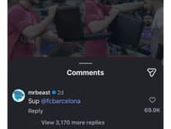 MrBeast's comment (Image Source: Instagram/@mrbeast)