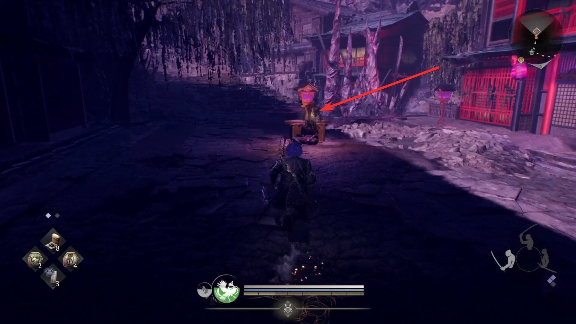 Talk to this guy near Shimabara Recreation Area - Masamon Shrine (Image from Koei Tecmo)