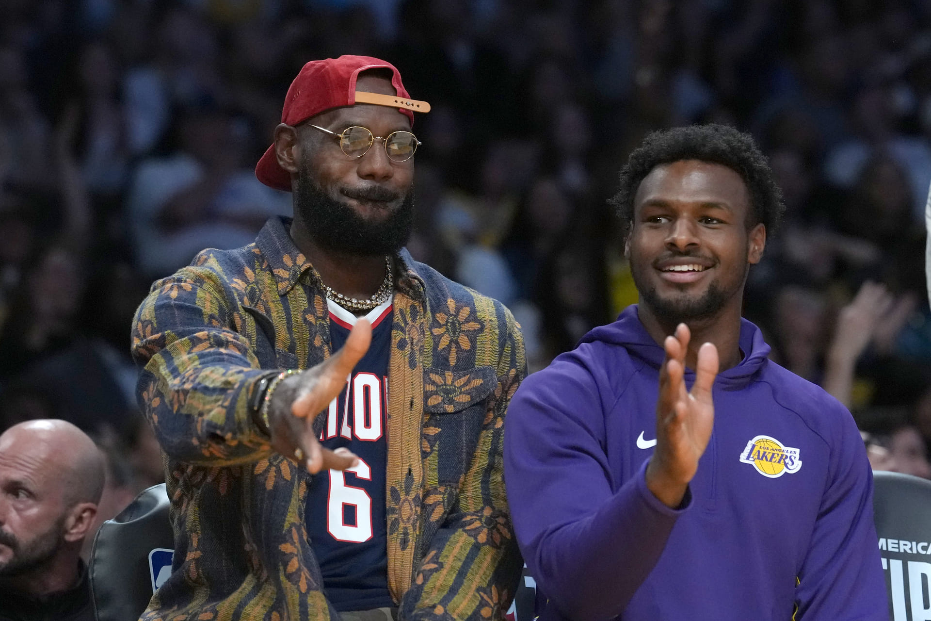 "What is this clown show": Fans in disbelief as Bronny James takes over LeBron James' pregame ritual against Spurs