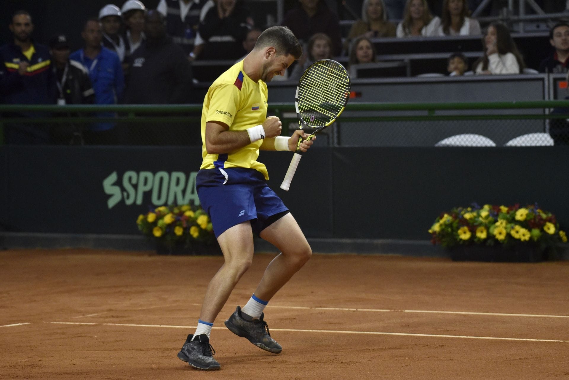 WATCH: Shocking scenes at Davis Cup as Morocco fans throw bottles at Colombia team after player's 'shut up' celebration causes controversy