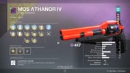 Destiny 2 Mos Athanor IV god roll for PvP (Image via Bungie)